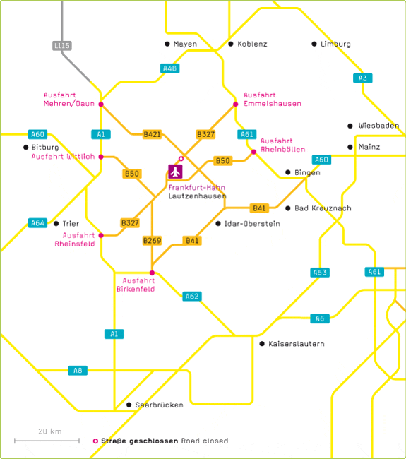 Mapa carretera Aeropuerto de Frankfurt-Hahn