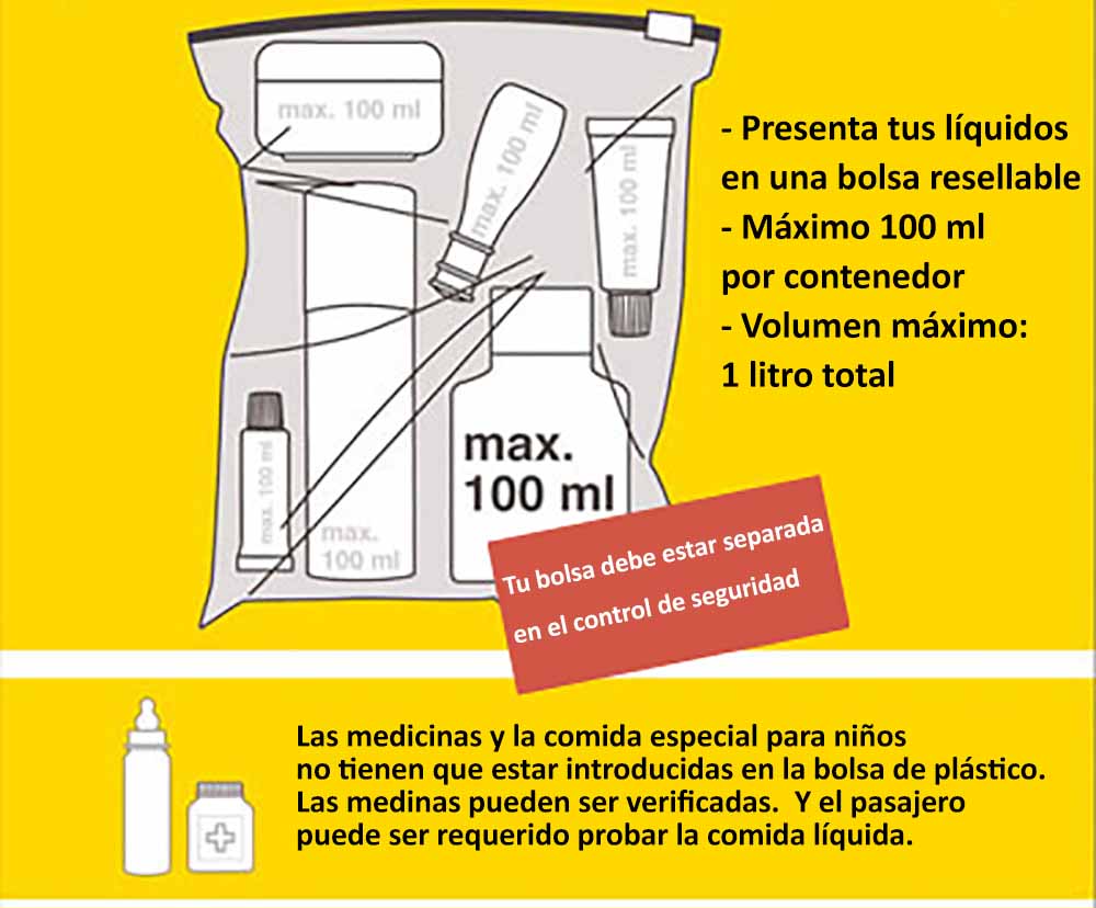 Cuantos mililitros se pueden llevar en el avión